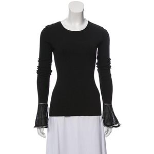 ALEXANDER WANG Scoop Neck Long Sleeve Tops Blouse